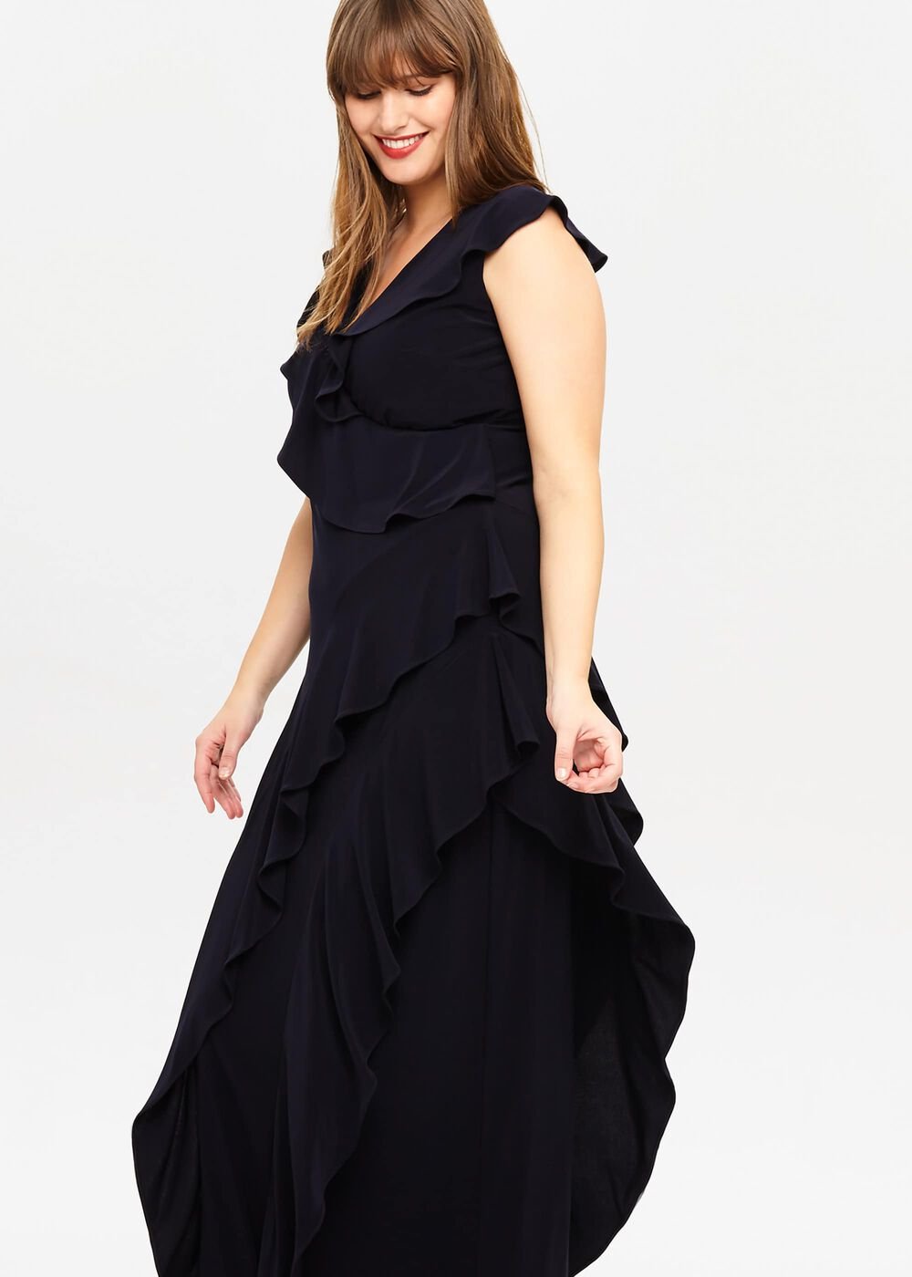 Lida Ruffle Maxi Dress Navy