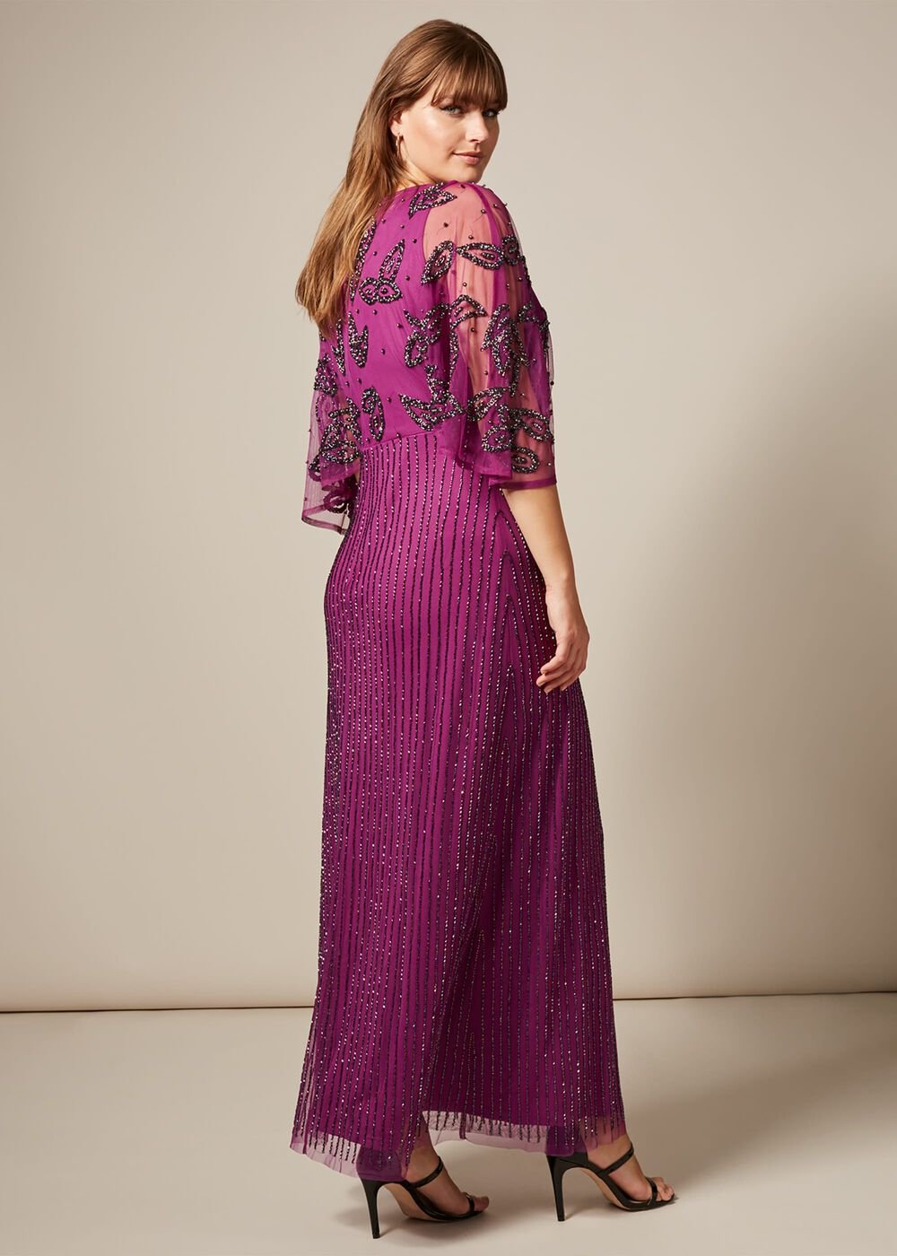 Selene Beaded Maxi Dress Magenta