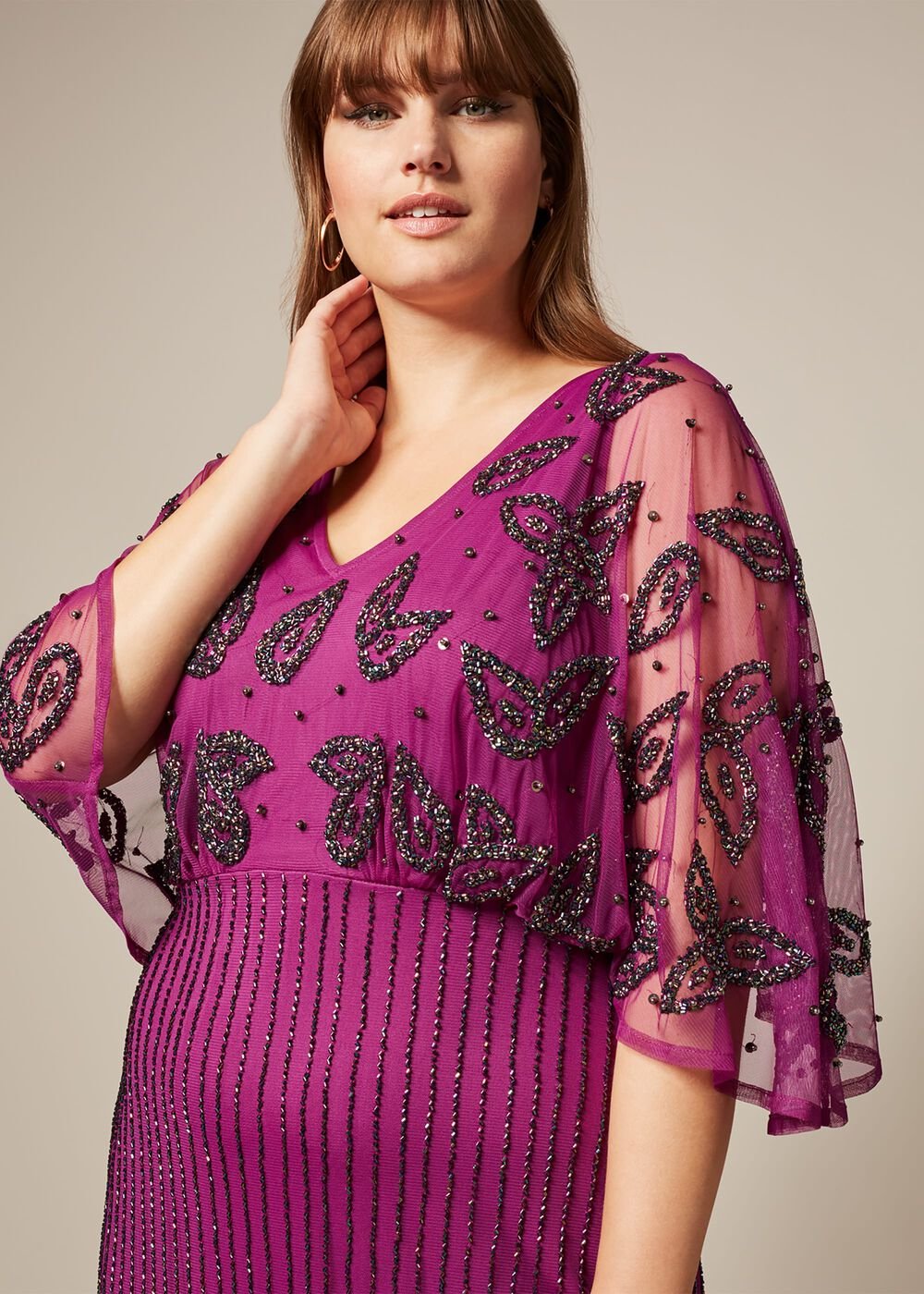 Selene Beaded Maxi Dress Magenta