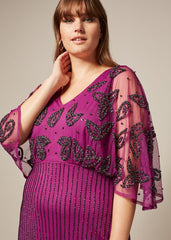 Selene Beaded Maxi Dress Magenta