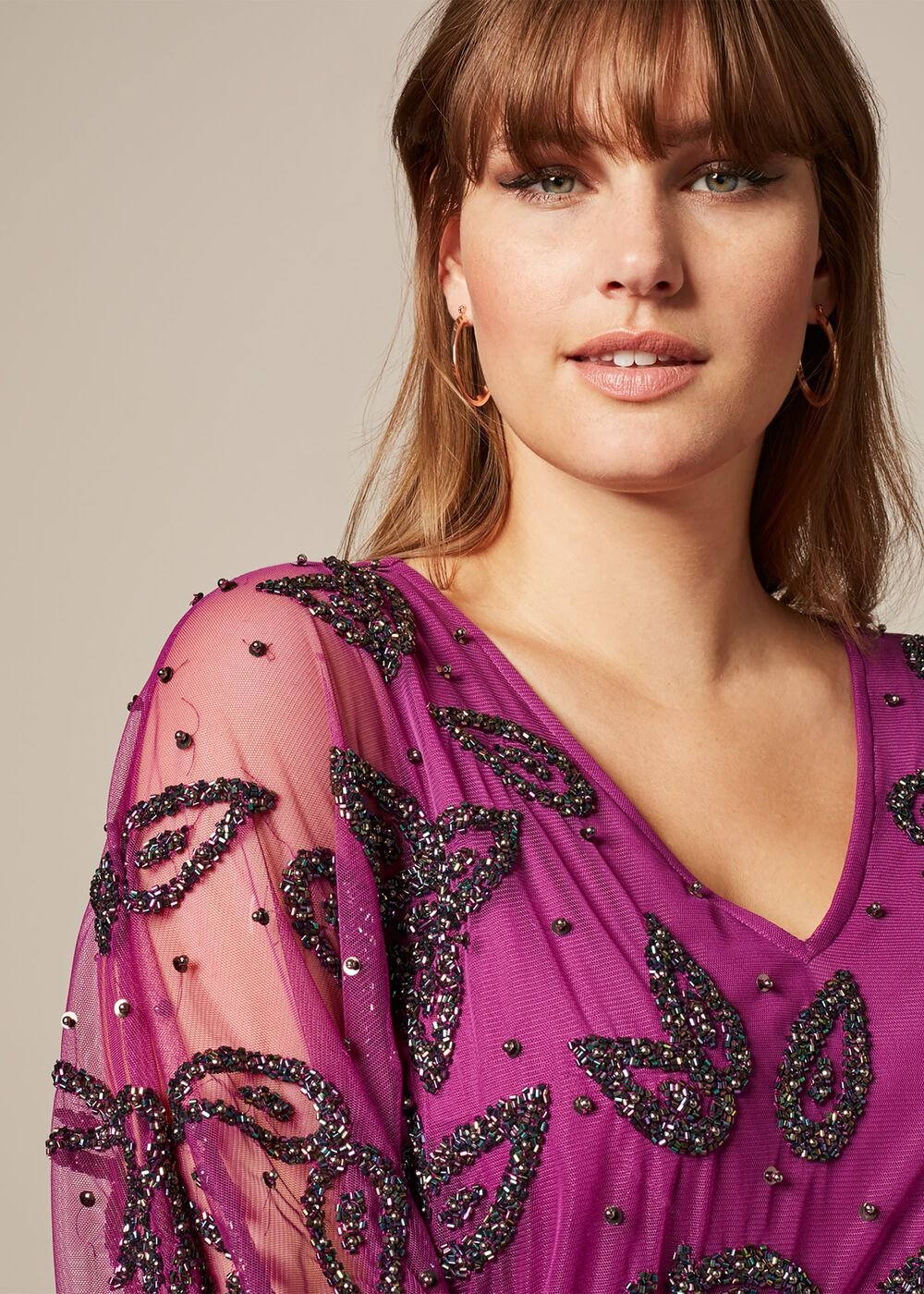 Selene Beaded Maxi Dress Magenta