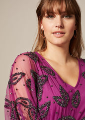 Selene Beaded Maxi Dress Magenta