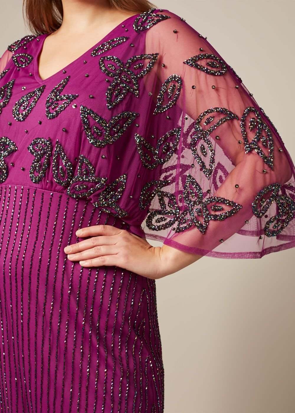 Selene Beaded Maxi Dress Magenta