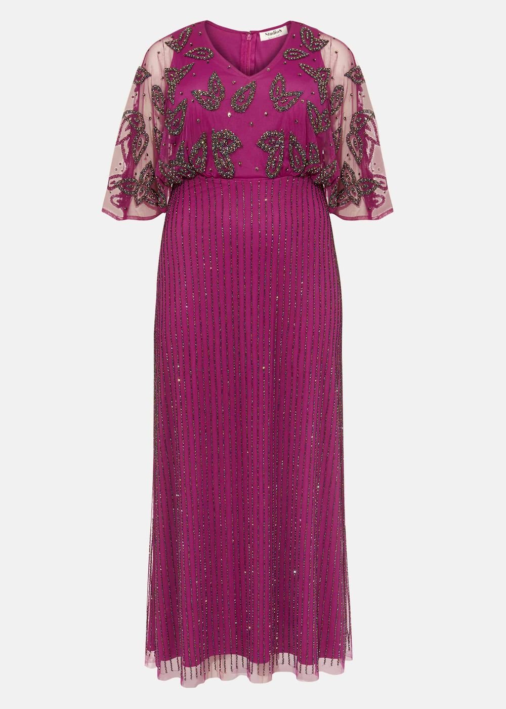 Selene Beaded Maxi Dress Magenta