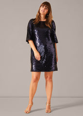 Martha Sequin Tunic Dress Blue