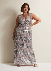 Daphne Sequin Maxi Dress Silver