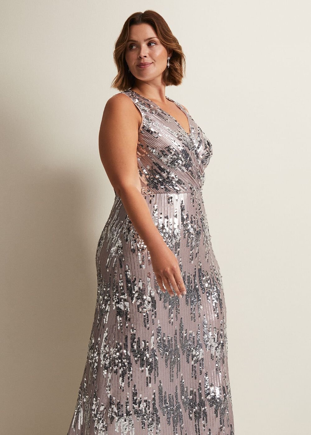 Daphne Sequin Maxi Dress Silver