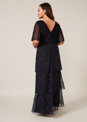 Sascha Beaded Maxi Dress Navy