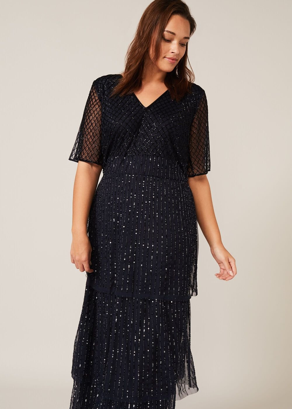 Sascha Beaded Maxi Dress Navy