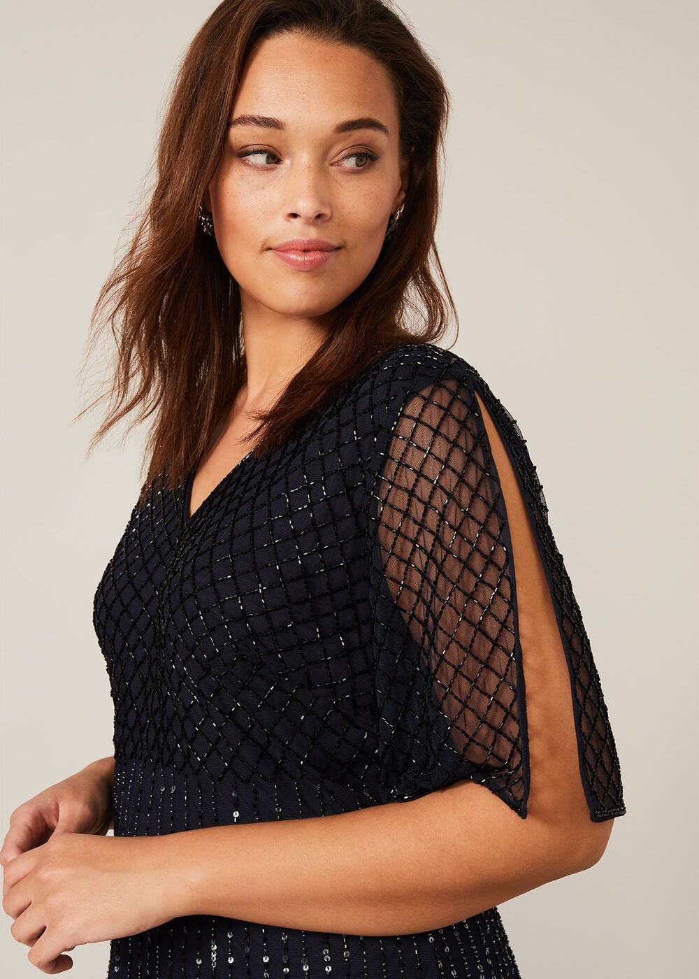 Sascha Beaded Maxi Dress Navy