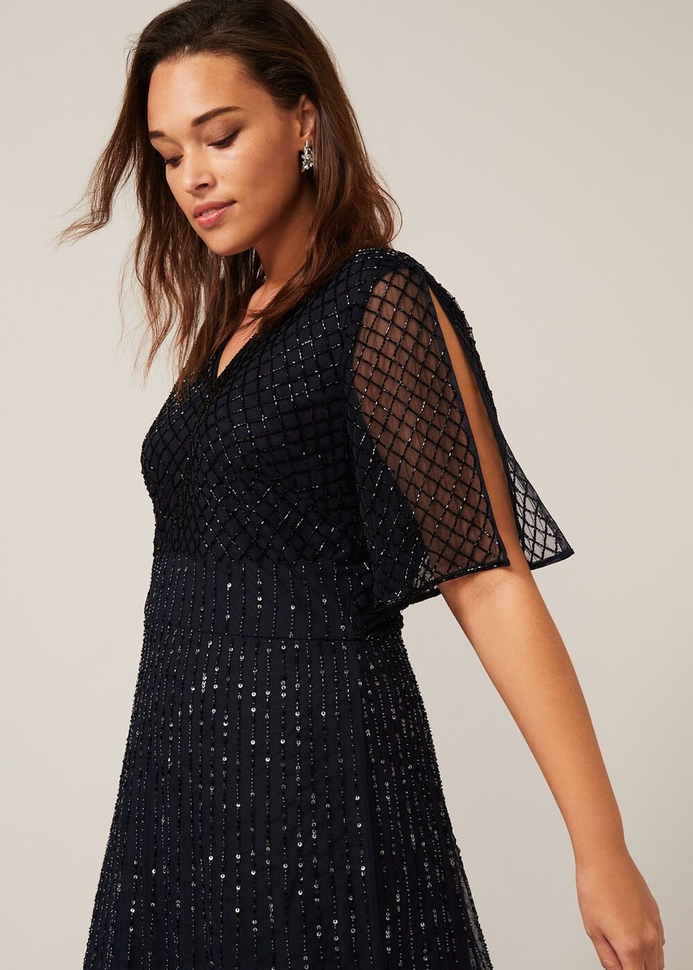 Sascha Beaded Maxi Dress Navy