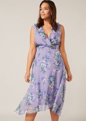 Anya Floral Frill Dress Lilac
