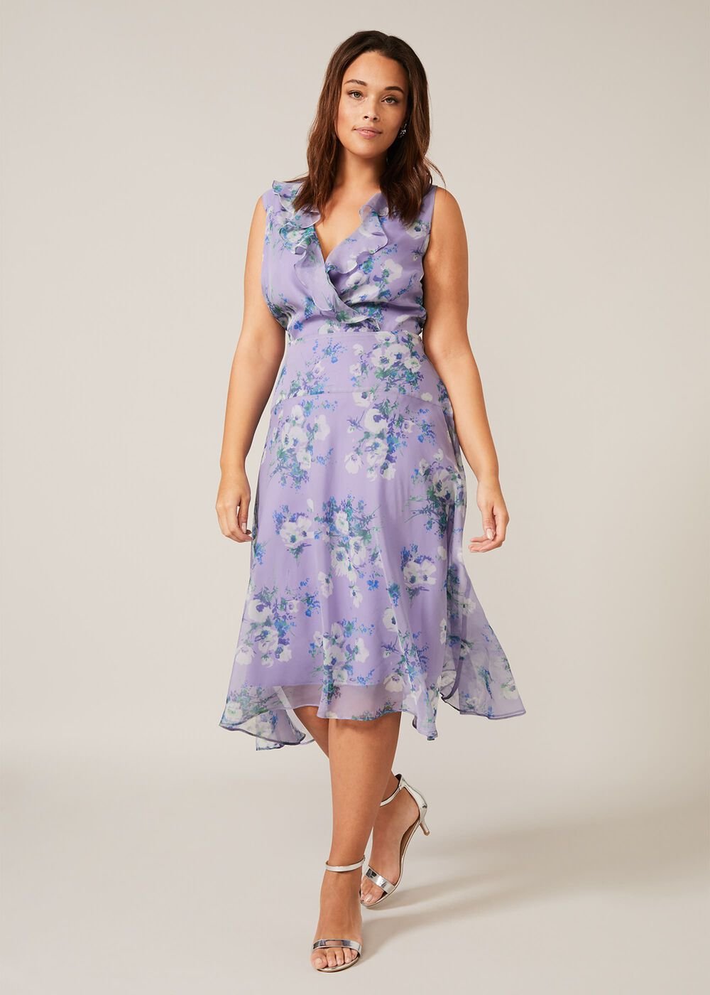 Anya Floral Frill Dress Lilac