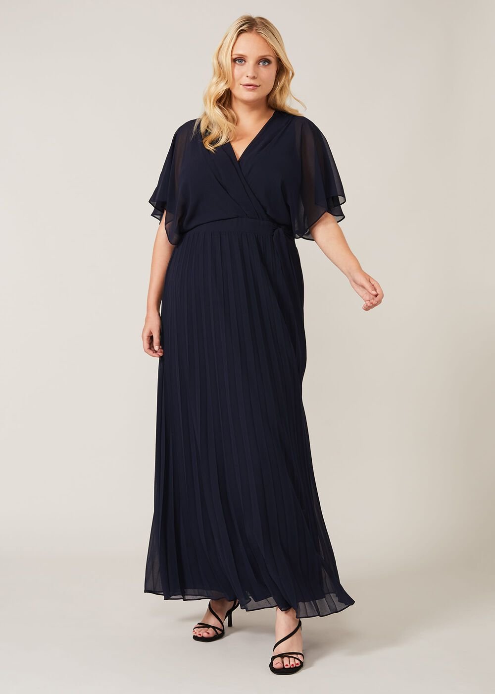 Tilly Pleated Maxi Dress Navy