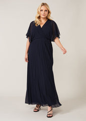 Tilly Pleated Maxi Dress Navy