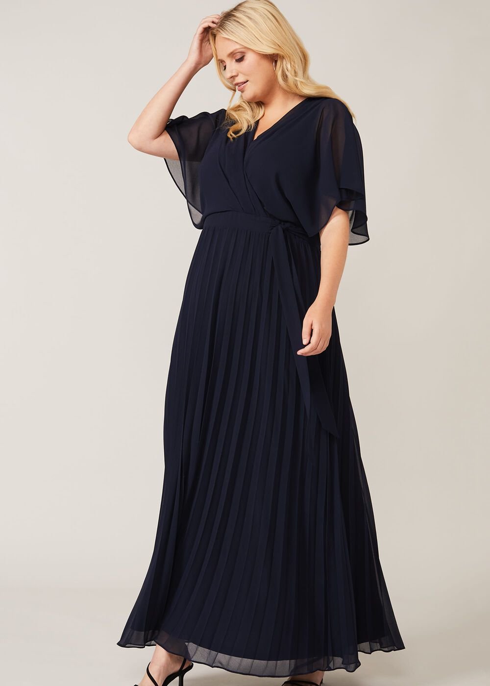 Tilly Pleated Maxi Dress Navy