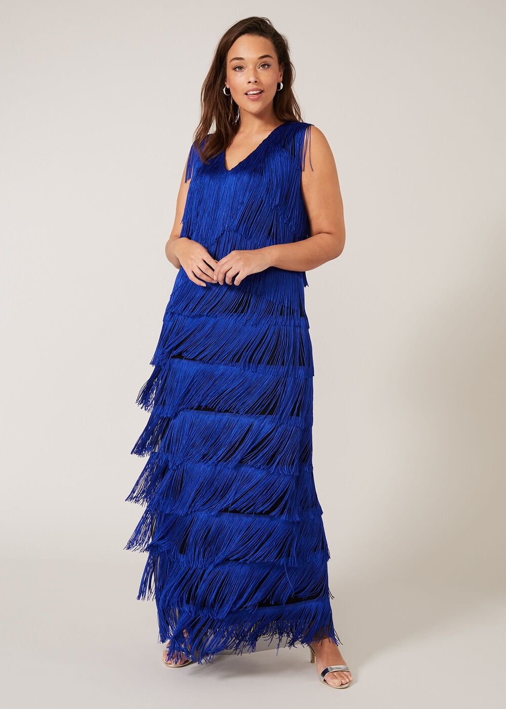 Tessa Fringe Maxi Dress Cobalt