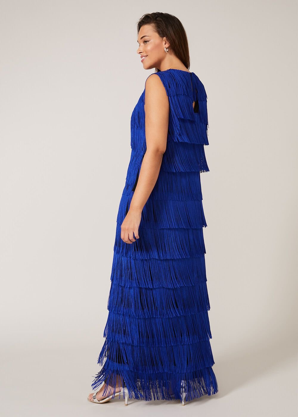 Tessa Fringe Maxi Dress Cobalt