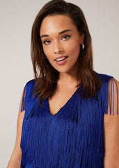 Tessa Fringe Maxi Dress Cobalt