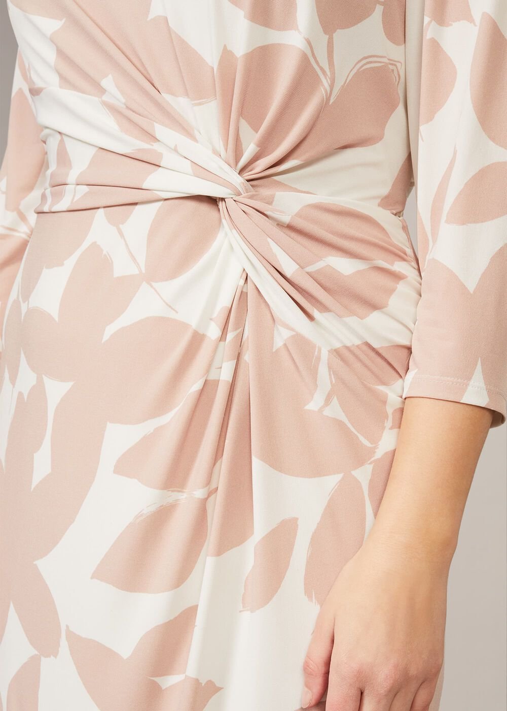 Lana Leaf Print Dress Ivory/Natural