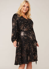 Giselle Foil Dress Black/Gold