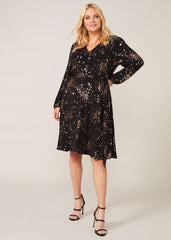 Giselle Foil Dress Black/Gold