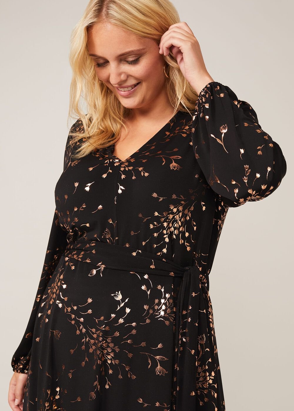 Giselle Foil Dress Black/Gold