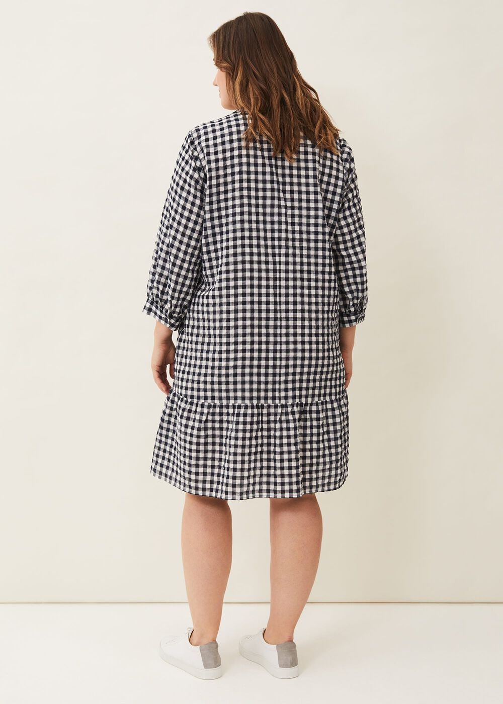 Oona Gingham Swing Dress Navy/White