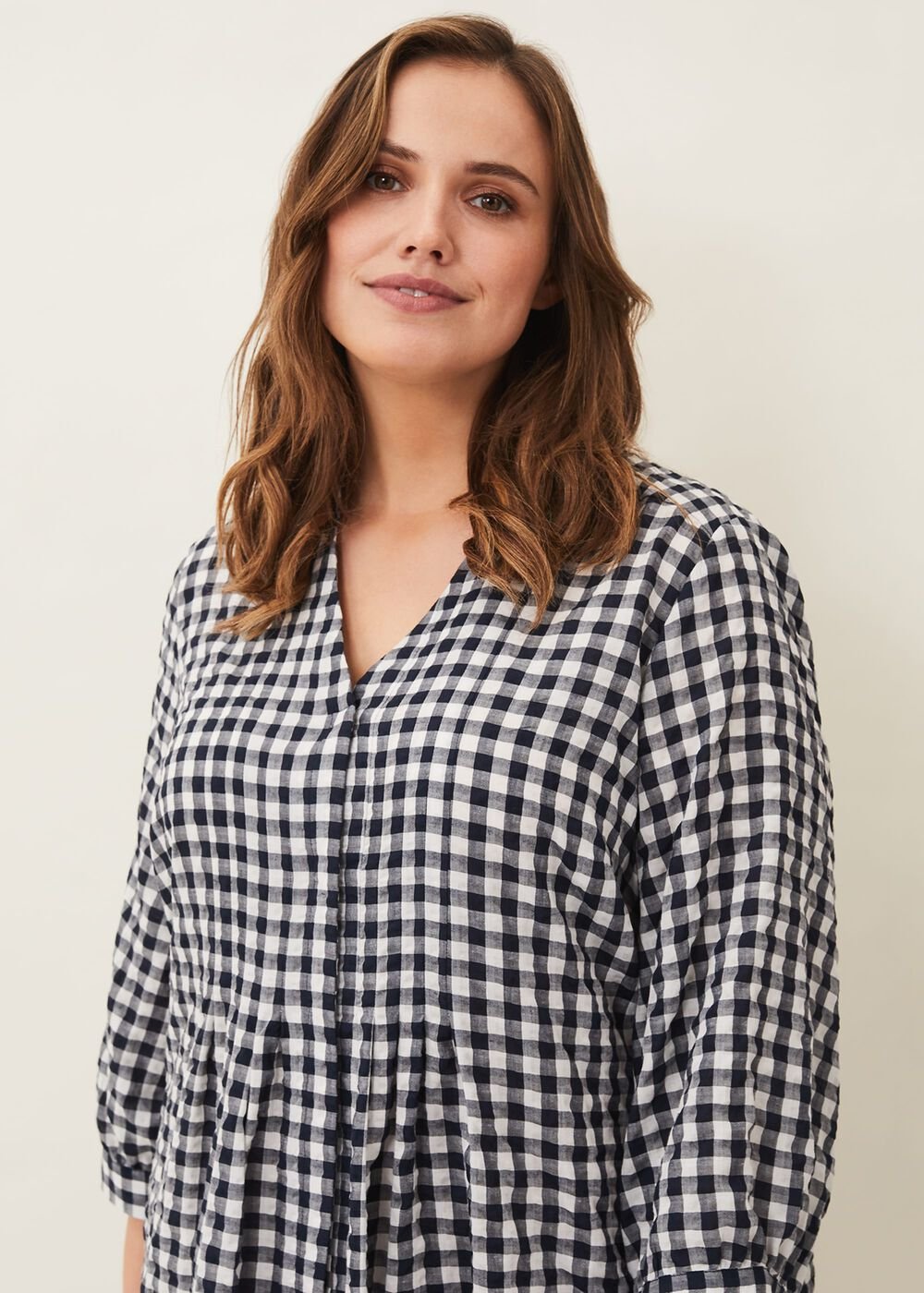 Oona Gingham Swing Dress Navy/White