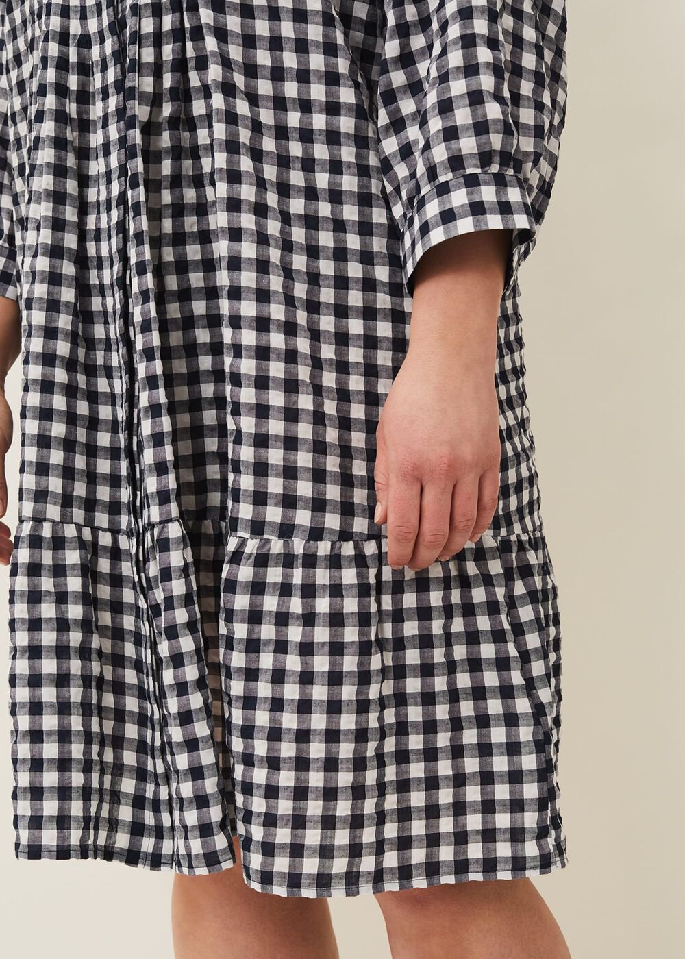 Oona Gingham Swing Dress Navy/White