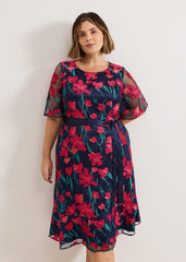 Lottie Embroidered Dress Navy Multi