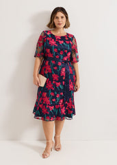 Lottie Embroidered Dress Navy Multi