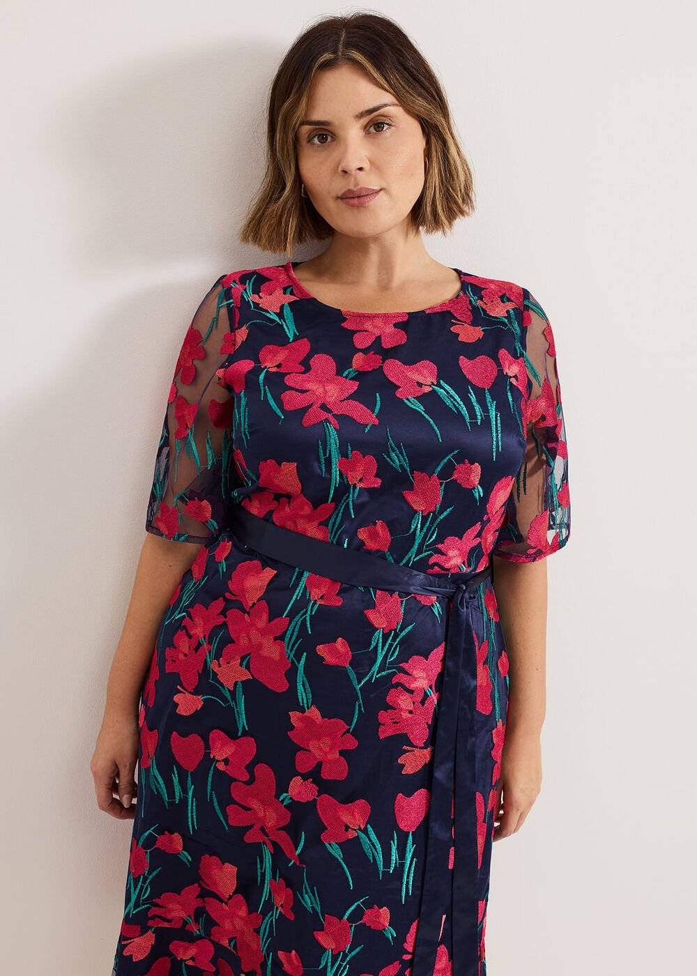 Lottie Embroidered Dress Navy Multi