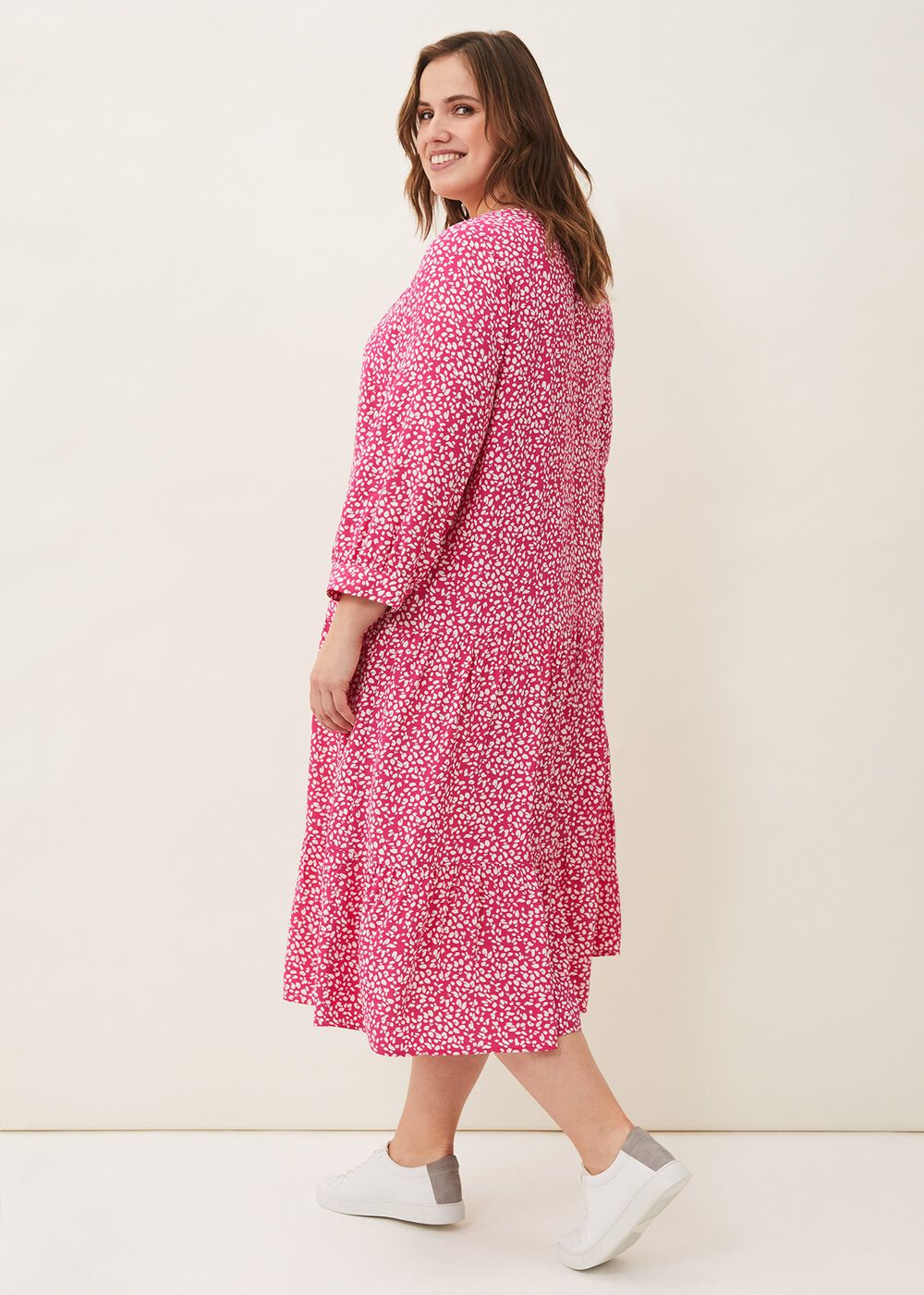 Sadie Printed Swing Dress Hot Pink
