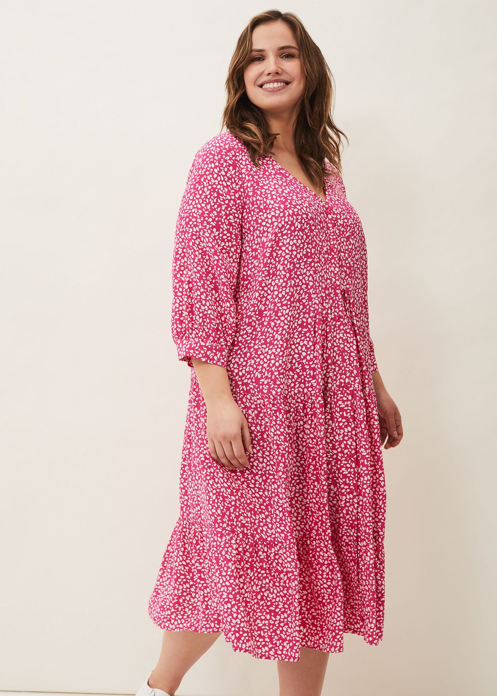 Sadie Printed Swing Dress Hot Pink