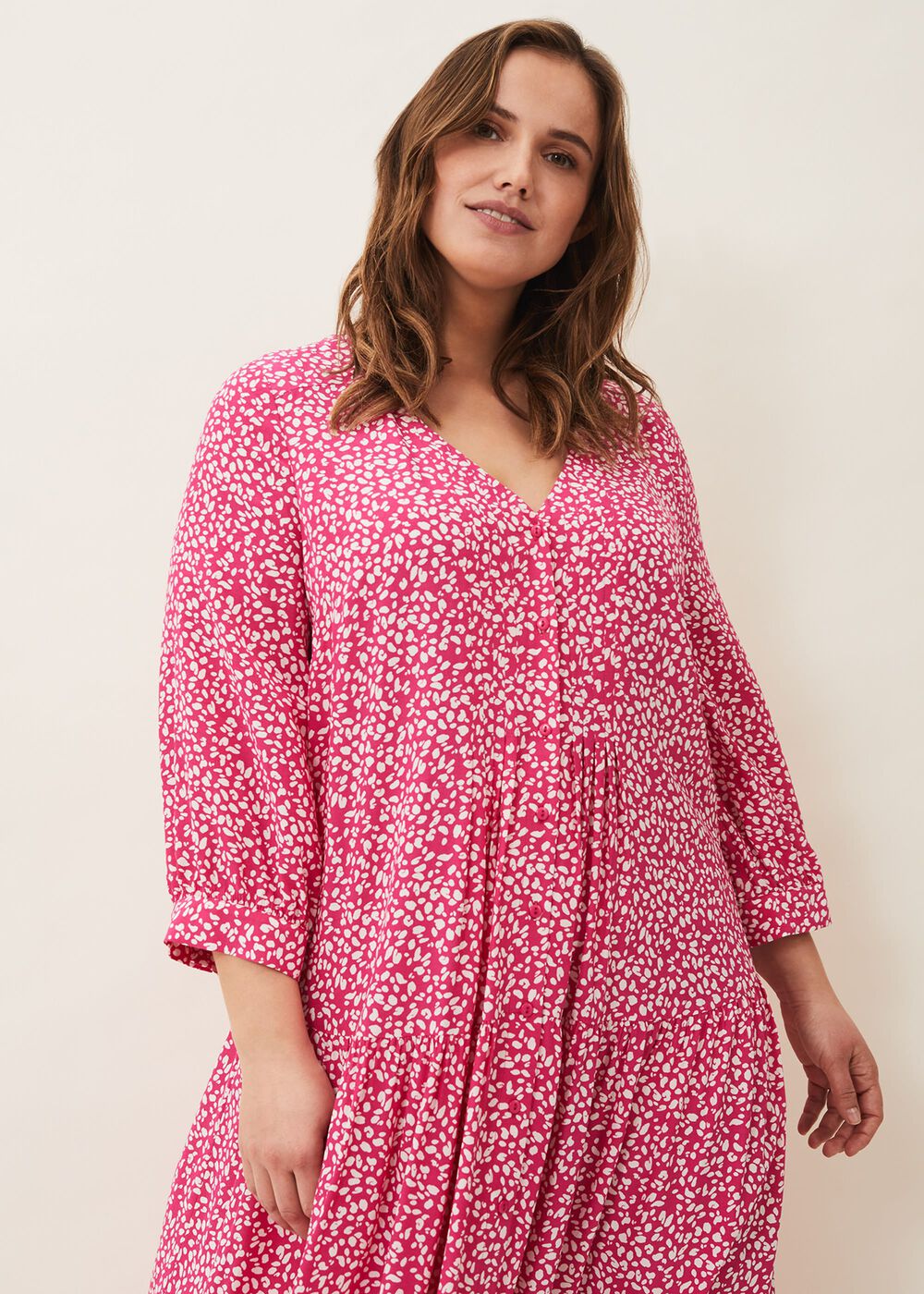 Sadie Printed Swing Dress Hot Pink