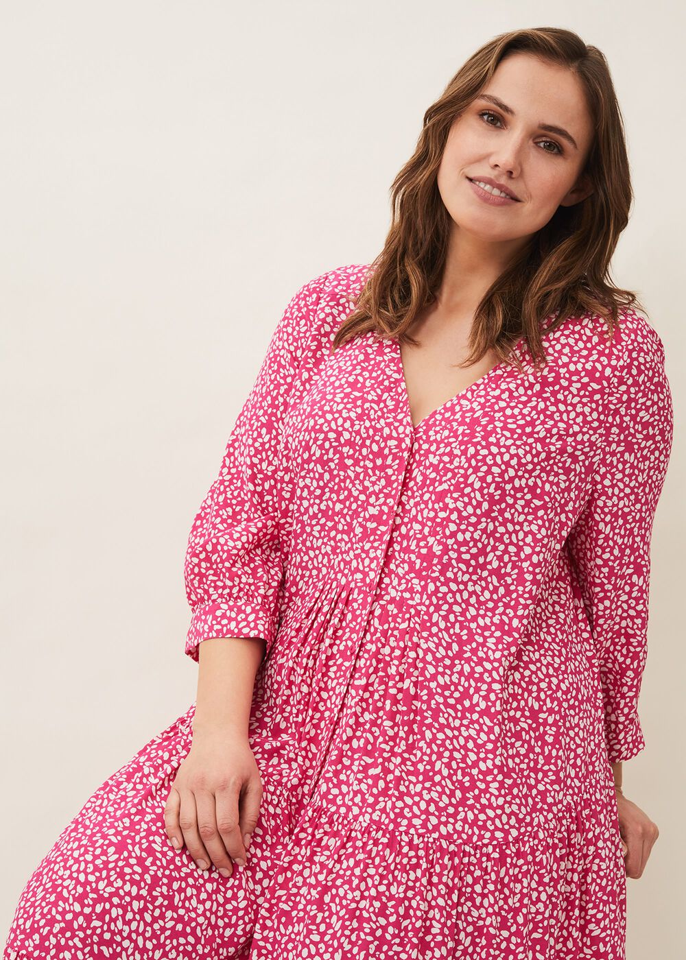 Sadie Printed Swing Dress Hot Pink