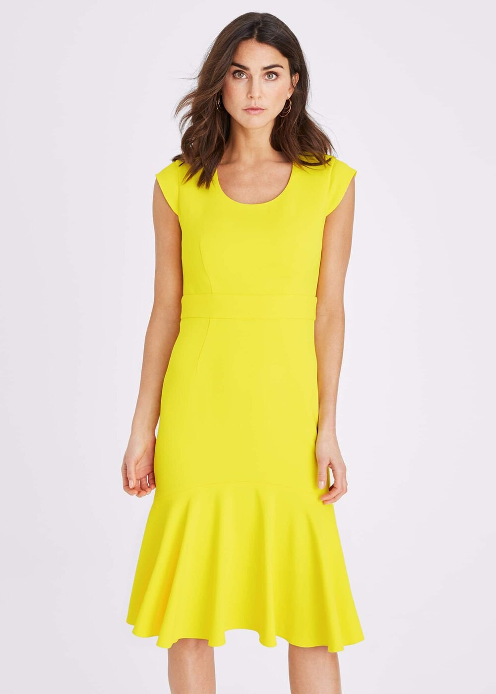 Abree Fitted Peplum Hem Dress Yellow