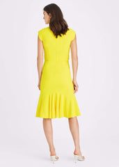 Abree Fitted Peplum Hem Dress Yellow
