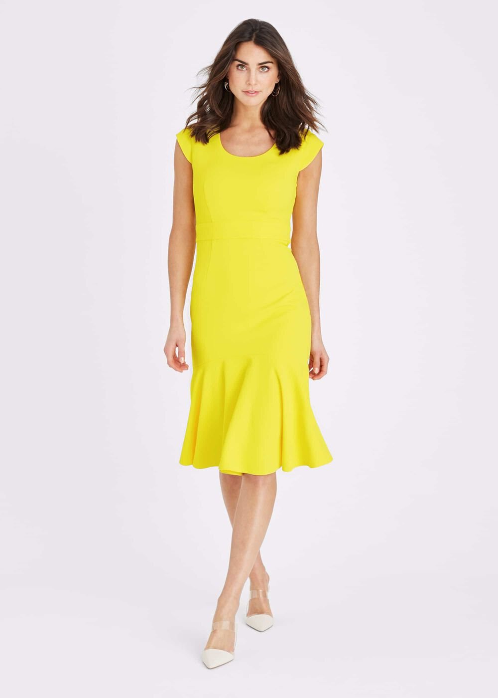 Abree Fitted Peplum Hem Dress Yellow