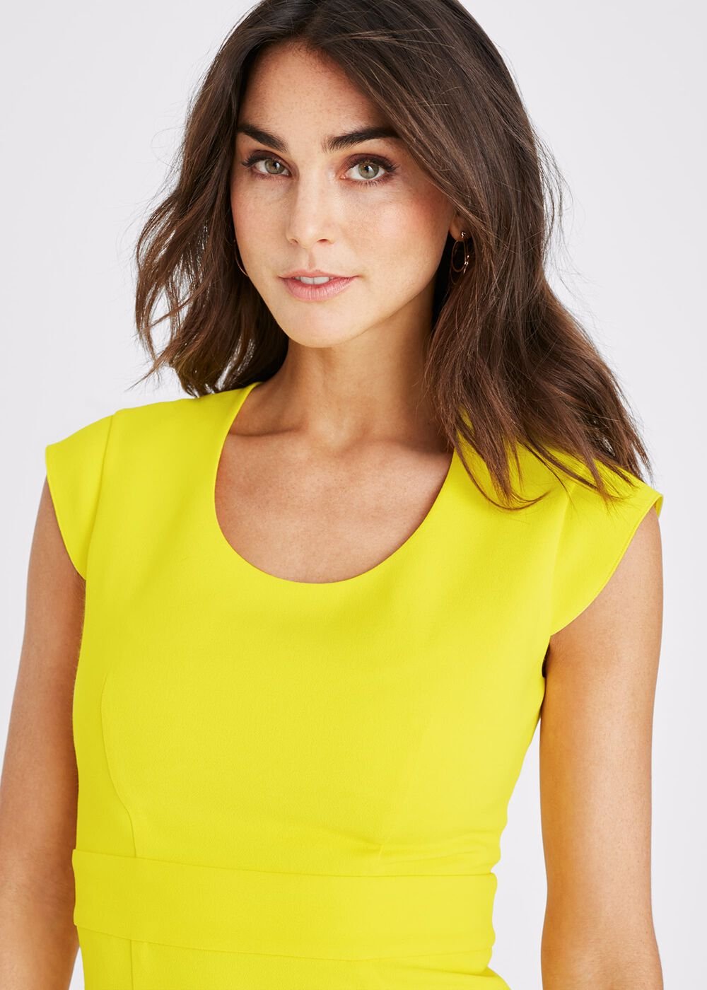 Abree Fitted Peplum Hem Dress Yellow
