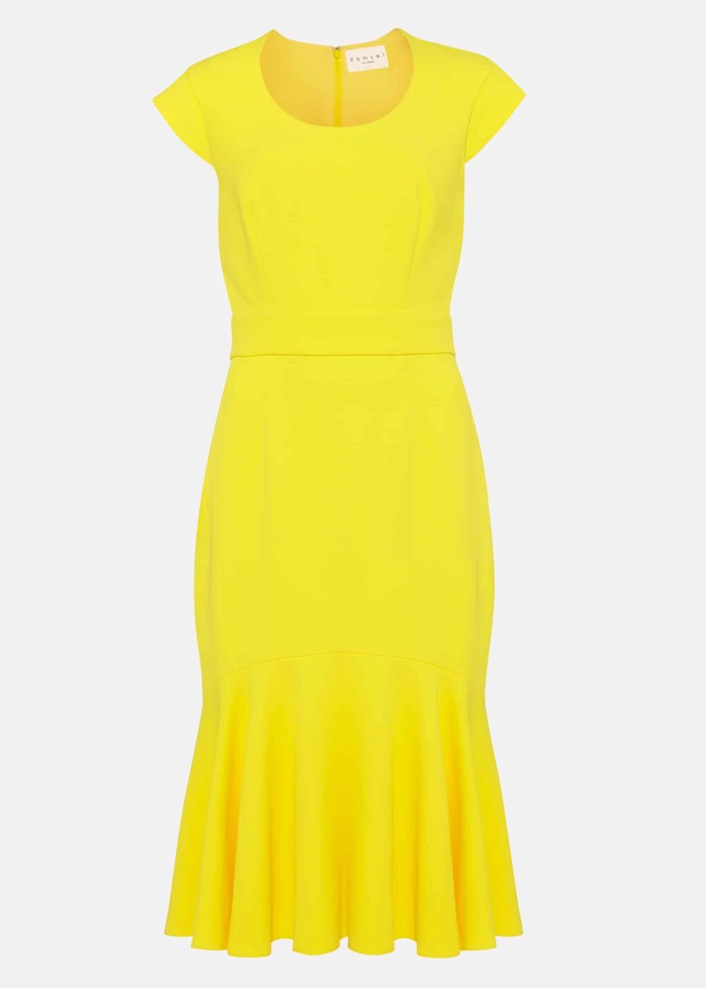 Abree Fitted Peplum Hem Dress Yellow