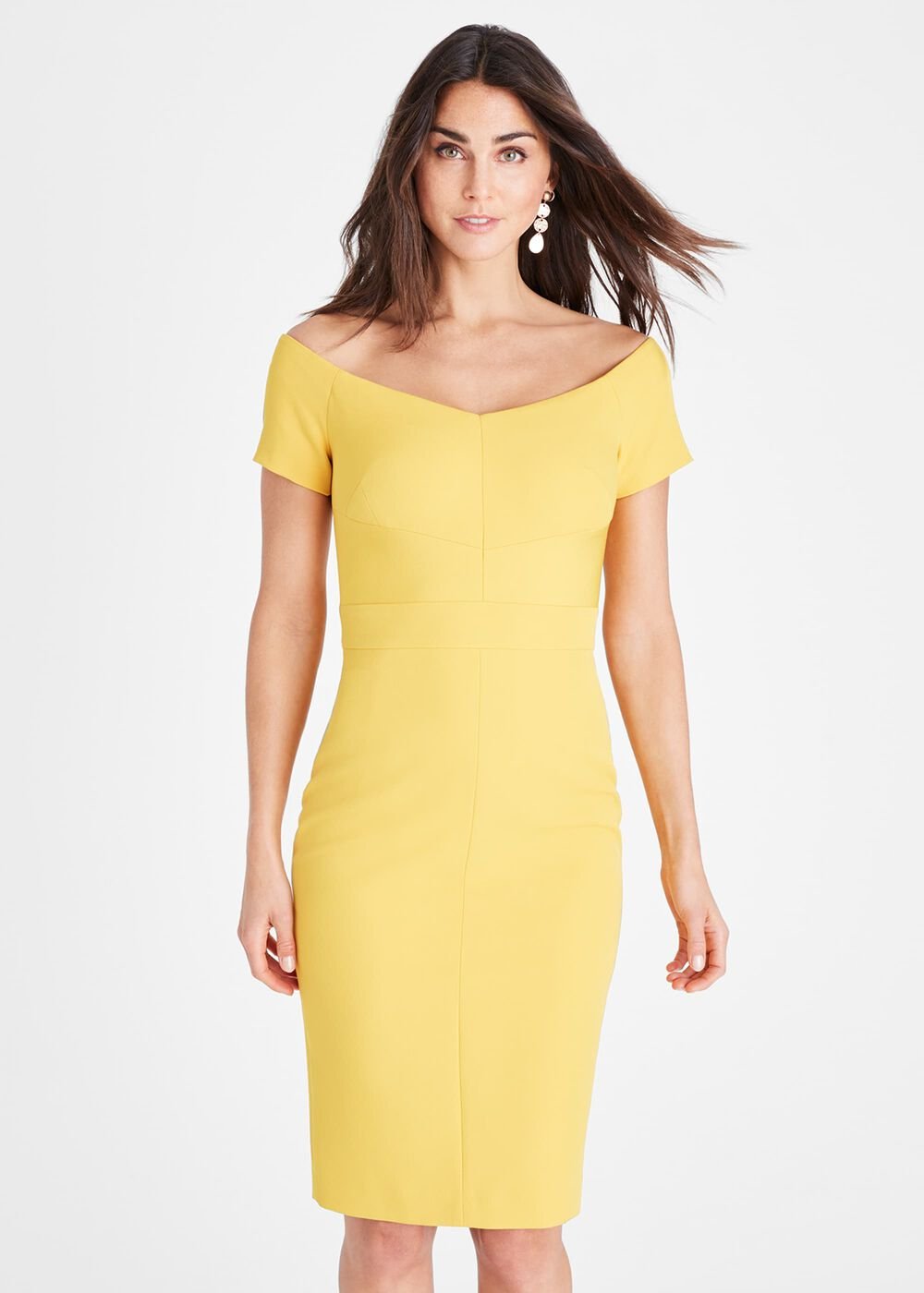 Angalina Off Shoulder Dress Mustard