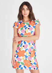 Mirian Floral Textured Mini Dress Multi-Coloured