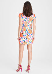 Mirian Floral Textured Mini Dress Multi-Coloured