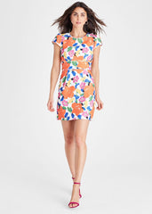 Mirian Floral Textured Mini Dress Multi-Coloured