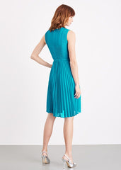 Edythe Pleat Dress Turquoise
