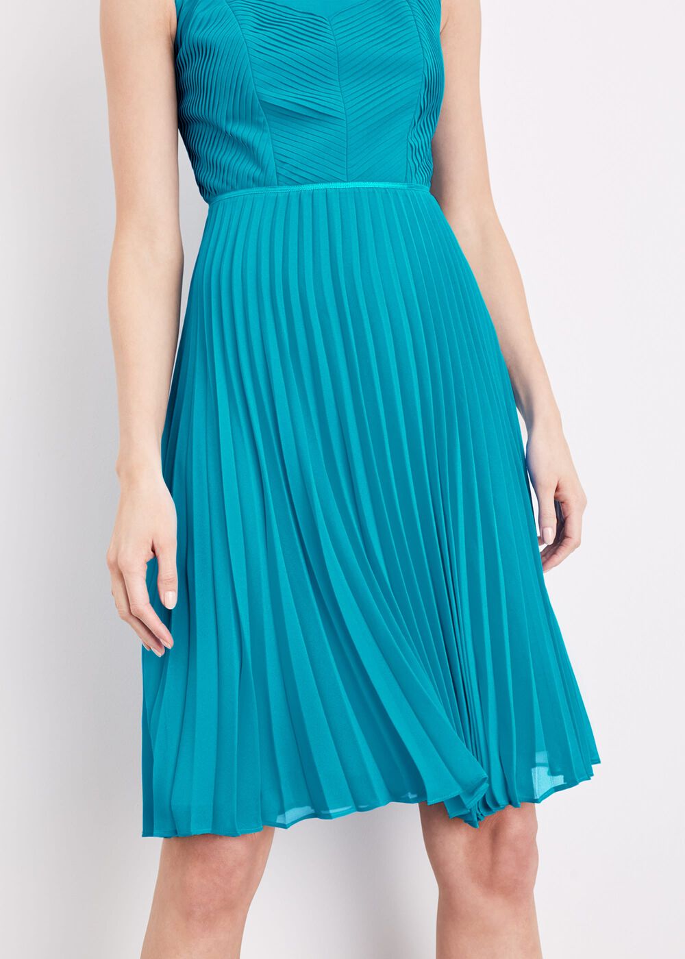 Edythe Pleat Dress Turquoise