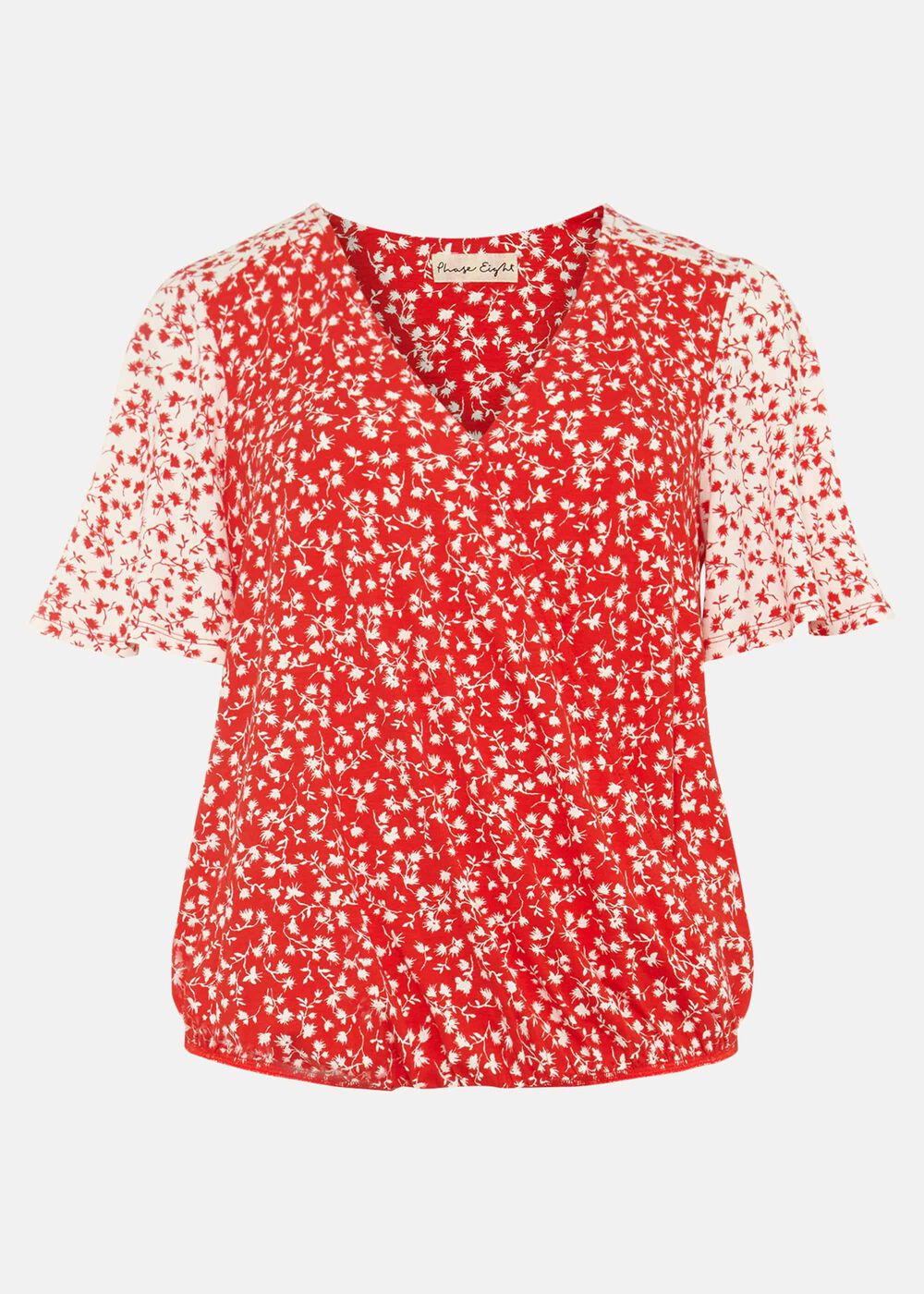 Ebony Ditsy Floral Wrap Top Red/Ivory