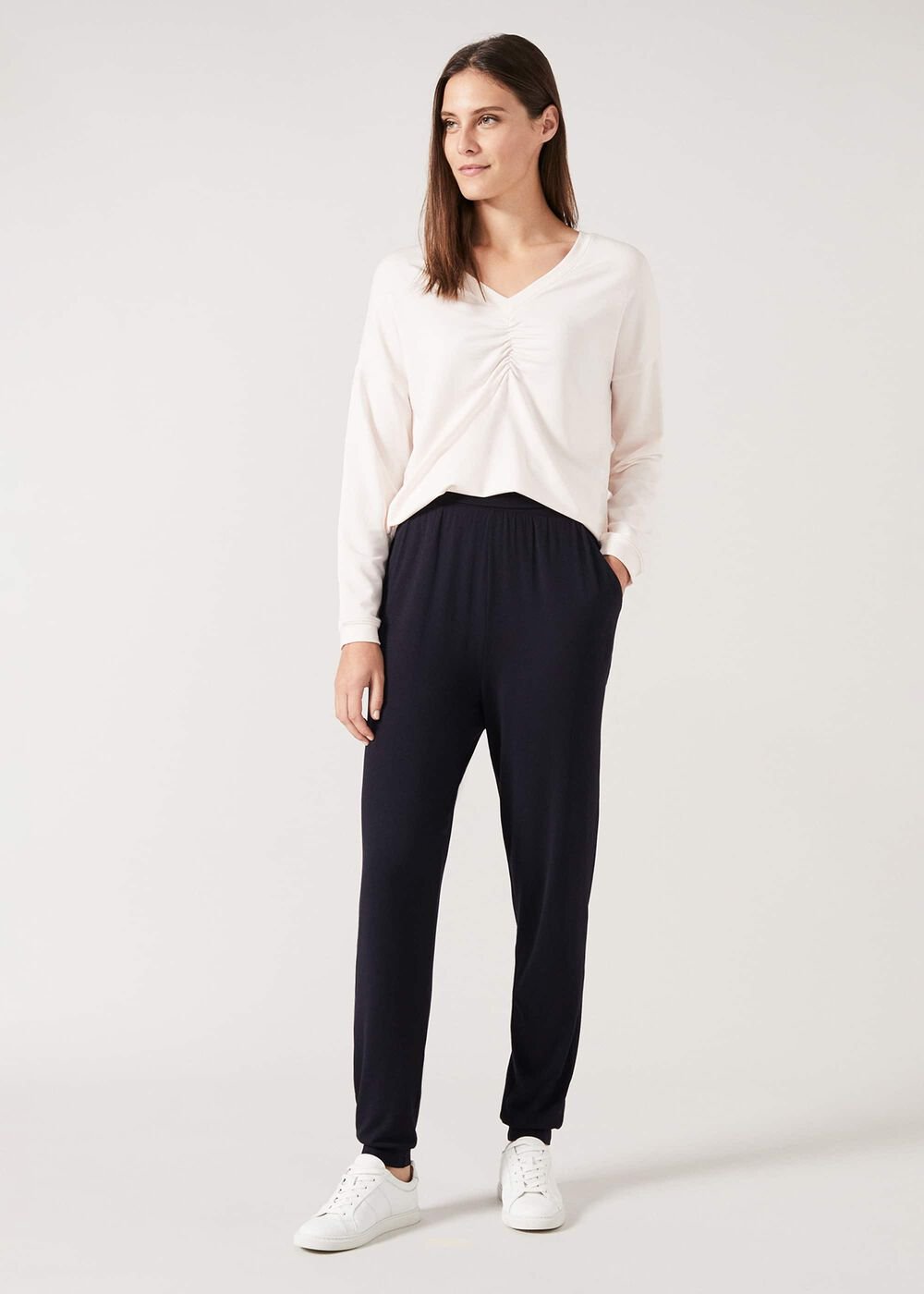 Ruched Front Sweat Top Soft Pink